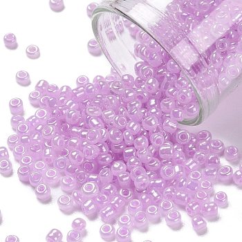 Glass Seed Beads, Ceylon, Round, Violet, 2mm, Hole: 1mm, about 30000pcs/pound