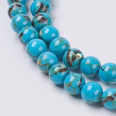 Sea Shell and Synthetic Turquoise Assembled Beads Strands(G-G758-04-6mm)-3