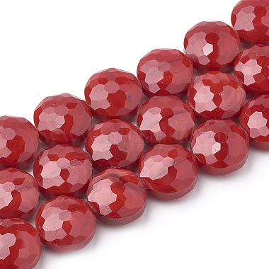 14mm Red Flat Round Glass Beads