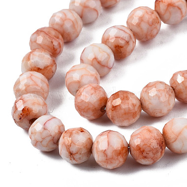 Mèches de perles de verre craquelé peintes au four opaque(EGLA-S174-33G)-3