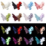 40Pcs 8 Styles Luminous Resin Butterfly with Flower Cabochons, Mixed Color, 10~10.5x13.5x4~4.5mm, 5pcs/style(CRES-TA0001-98)