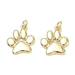 Brass Pendants, Paw Print Charms, Cadmium Free & Lead Free, Rack Plating, Long-Lasting Plated, Real 18K Gold Plated, 18.5x16.5x1.5mm, Hole: 3.5mm(KK-CBA9234-21G)