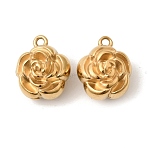 304 Stainless Steel Charms, Flower, Ion Plating(IP), Golden, 14.5x12.5x9mm, Hole: 1.4mm(STAS-B128-46B-G)