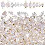 120Pcs 12 Styles ABS Plastic with Acrylic Pearl & Iron Pendants & Connector Charms, Nuggets/Oval/Butterfly, Golden, 17.8~20.3mm, Hole: 3.2mm, 10pcs/style(PALLOY-PH01910)