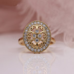 Oval Brass Micro Pave Clear Cubic Zirconia Finger Rings for Women, Golden, US Size 6(16.5mm)(FS-WGE5686-01)