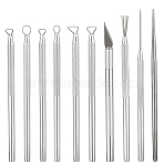Polymer Clay Tool Sets, including Aluminium Alloy Clay Pottery Sculpture Feather Wire Texture Tool, Craft Knife Kit, Sculpting Detail Tool, Platinum & Stainless Steel Color, 122~125x6mm, 6pcs/set(DIY-DR0002-29)