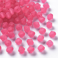 Frosted Acrylic Beads, Faceted, Cone, Hot Pink, 6x5.5mm, Hole: 1.5mm, about 6770pcs/500g(MACR-S373-61K-09)