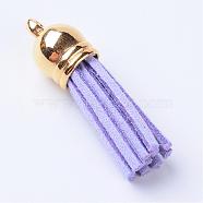 Faux Suede Tassel Pendant Decorations, with CCB Plastic Cord Ends, Lilac, 35~37x10mm, Hole: 2.5~3mm(FIND-T002-B33)