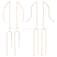 BENECREAT 8Pcs 4 Style Brass Stud Earring Findings, Ear Threads, Nickel Free, Real 18K Gold Plated, 82~115x0.7~1mm, Pin: 0.5~0.8mm, Hole: 2~2.5mm, Pin: 0.5~0.8mm, 2Pcs/style(KK-BC0011-83)