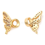 Brass Pendants, with Clear Cubic Zirconia, Wings, Real 18K Gold Plated, 15.5x11x4.5mm, Hole: 3mm(KK-F860-21G)
