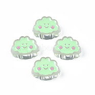 Transparent Acrylic Beads, with Enamel, Cloud, Pale Green, 15x20x8mm, Hole: 3mm(ACRC-S039-01B)