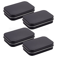 Tinplate Storage Box, Jewelry Metal Case for Candy, Jewelry Storage, Rectangle, Black, 9.8x6.35x2.2cm(CON-WH0085-92)