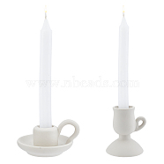 2Pcs 2 Style Ceramic Candle Holder, Taper Candle Holder, for Wedding Party Home Decoration, White, 60~120x50~80mm, Hole: 35mm, 1pc/style(DJEW-GA0001-29)
