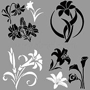 4Pcs 4 Styles PET Waterproof Self-adhesive Car Stickers, Reflective Decals for Car, Motorcycle Decoration, White & Black, May Lily, 200x200mm, 1pc/style(DIY-WH0308-225A-028)