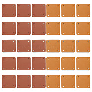 30Pcs 2 Colors 4-Hole Imitation Leather Label Tags, for DIY Jeans, Bags, Shoes, Hat Accessories, Square, Mixed Color, 50x50x2mm, Hole: 3mm, 15pcs/color(AJEW-OC0003-99)