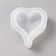 Silicone Molds, Resin Casting Molds, For UV Resin, Epoxy Resin Jewelry Making, Heart, White, 75x70x26mm, Inner Diameter: 39x47mm(DIY-WH0146-48B)