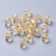 Transparent Glass Beads, with Glitter Powder, Pumpkin, Champagne Yellow, 8.5x8mm, Hole: 1.2mm(GLAA-L027-K11)