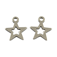 Stainless Steel Star Charms, Stainless Steel Color, 10x9x1mm, Hole: 1mm(STAS-S007)