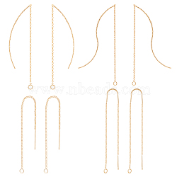 BENECREAT 8Pcs 4 Style Brass Stud Earring Findings, Ear Threads, Nickel Free, Real 18K Gold Plated, 82~115x0.7~1mm, Pin: 0.5~0.8mm, Hole: 2~2.5mm, Pin: 0.5~0.8mm, 2Pcs/style(KK-BC0011-83)