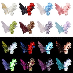 40Pcs 8 Styles Luminous Resin Butterfly with Flower Cabochons, Mixed Color, 10~10.5x13.5x4~4.5mm, 5pcs/style(CRES-TA0001-98)