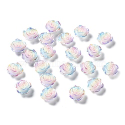 Tricolor Opaque Resin Cabochons, Rainbow Color Flower, Colorful, 10x10x4.5mm(CRES-P029-C02)