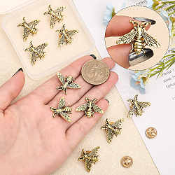 12Pcs Alloy Bees Lapel Pin, Badge for Backpack Clothes, Antique Golden, 20x26x3mm, Pin: 1mm(JEWB-CA0001-36AG)