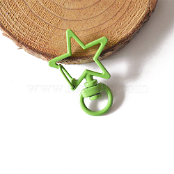 Spray Painted Alloy Swivel Snap Hooks Clasps, Star, Lime Green, 3.4cm(KEYC-PW0001-01K)