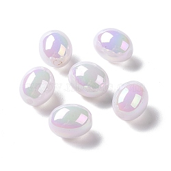 ABS Plastic Beads, AB Color Plated, Egg, White, 13.5x11mm, Hole: 2mm(KY-G025-19)