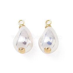 Brass & Glass Pendants, Teardrop Charm, Rack Plating, Long-Lasting Plated, Lead Free & Cadmium Free, Golden, 16x8x8mm, Hole: 1.6mm(KK-D289-47A-G)