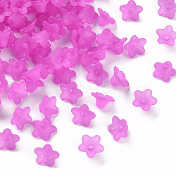 Transparent Acrylic Beads, Flower, Frosted, Dark Orchid, 10x5mm, Hole: 1mm, about 420pcs/50g(X-PL554-17)
