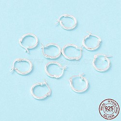925 Sterling Silver Hoop Earrings, Chunky Small Huggie Hoop Earrings for Women, Silver, 14x13x2mm, Pin: 0.5x1mm(STER-P047-13A-S)