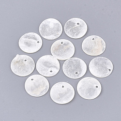 Capiz Shell Pendants, Flat Round, WhiteSmoke, 15x0.5~1.5mm, Hole: 1.4mm(X-SHEL-S274-71B)
