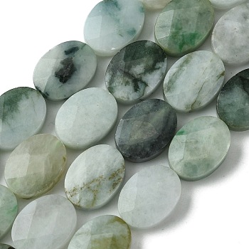 Natural Myanmar Jadeite Beads Strands, Faceted, Flat Oval, 16~16.5x12x5.5~6mm, Hole: 1mm, about 25pcs/strand, 16.14''(41cm)