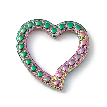 Ion Plating(IP) 304 Stainless Steel Linking Rings, Bumpy, Asymmetrical Heart, Rainbow Color, 22x22x2.5mm, Inner Diameter: 12x15.5mm