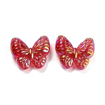 Acrylic Opaque Beads, AB Color, Butterfly, Red, 22x26x9.5mm, Hole: 1.8mm