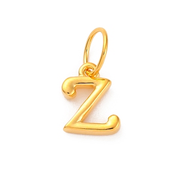 925 Sterling Silver Letter Charms with Jump Rings, Golden, Letter Z, 10.5x7.5x2mm, Hole: 5mm