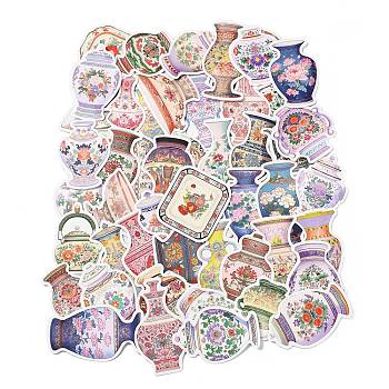 52Pcs PVC Self-Adhesive Stickers, for Party Decorative Presents, Ceramic, Mixed Color, 42~71x32~44x0.1mm, 52pcs/set