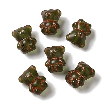 Transparent Lampwork Beads, Bear, Dark Slate Gray, 15x12x9mm, Hole: 1mm, about 57~62pcs/100g