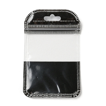 Plastic Packaging Zip Lock Bags, Top Self Seal Pouches, with Window, Rectangle, Black, 11x7x0.24cm