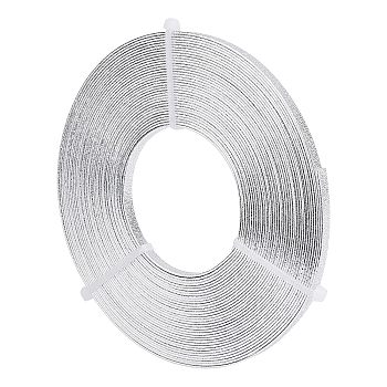 Aluminum Wire, Flat, Textured, Silver, 5x1mm, 10m/roll