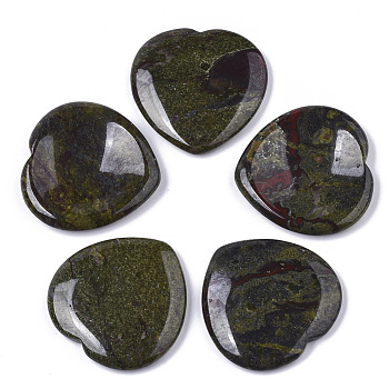 Natural Dragon Blood Thumb Worry Stone, Pocket Palm Stones, for Healing Reiki Stress Relief, Heart Shape, 39~40x39~40x5~6mm