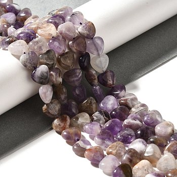 Natural Amethyst Beads Strands, Heart, 10.5x10.5~11.5x4.5~5mm, Hole: 0.7~1mm, about 38~40pcs/strand, 36.8~42.6cm