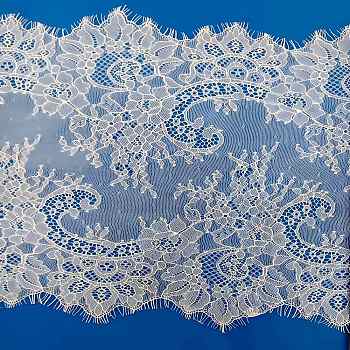 Nylon Flower Lace Ribbon, Clothes Accessories, White, 14-1/8 inch(360mm)