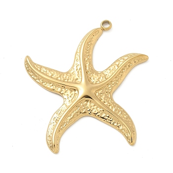 304 Stainless Steel Pendants, Starfish Charm, Golden, 34.5x30.5x2.5mm, Hole: 1.8mm