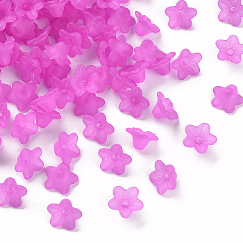 Transparent Acrylic Beads, Flower, Frosted, Dark Orchid, 10x5mm, Hole: 1mm, about 420pcs/50g