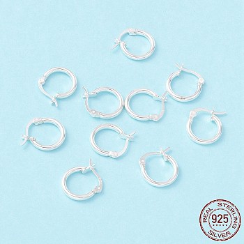 925 Sterling Silver Hoop Earrings, Chunky Small Huggie Hoop Earrings for Women, Silver, 14x13x2mm, Pin: 0.5x1mm