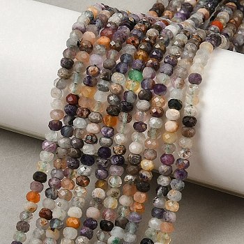 Natural Fluorite Beads Strands, Faceted, Rondelle, 3.8~4.3x3mm, Hole: 0.7mm, about 122~130pcs/strand, 14.96''(38cm)~15.35''(39cm)