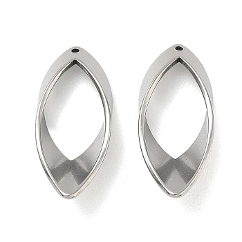 304 Stainless Steel Pendants, Marquise Shape Charms, Cut-Out, Stainless Steel Color, 26x12x5mm, Hole: 1mm