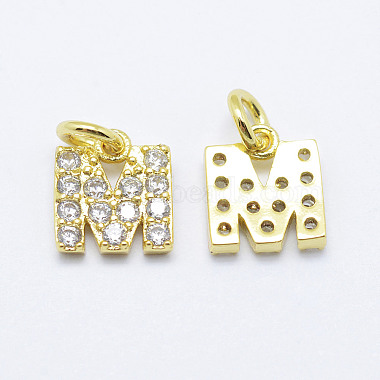 Real 18K Gold Plated Alphabet Brass+Cubic Zirconia Charms