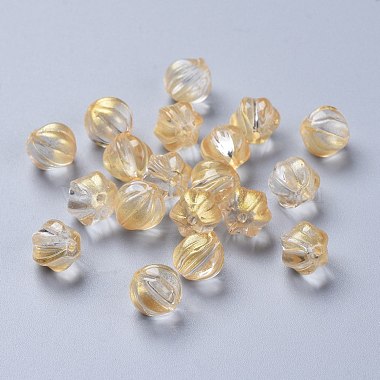 9mm ChampagneYellow Pumpkin Glass Beads